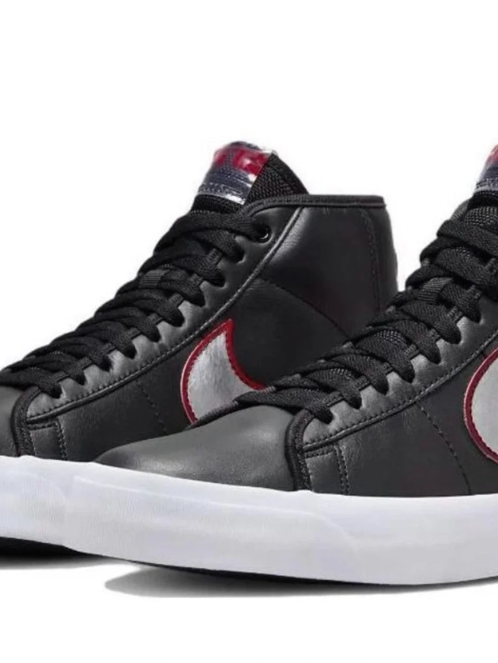 Nike Black High-Top Sneakers with Silver Swoosh and Maroon Trim